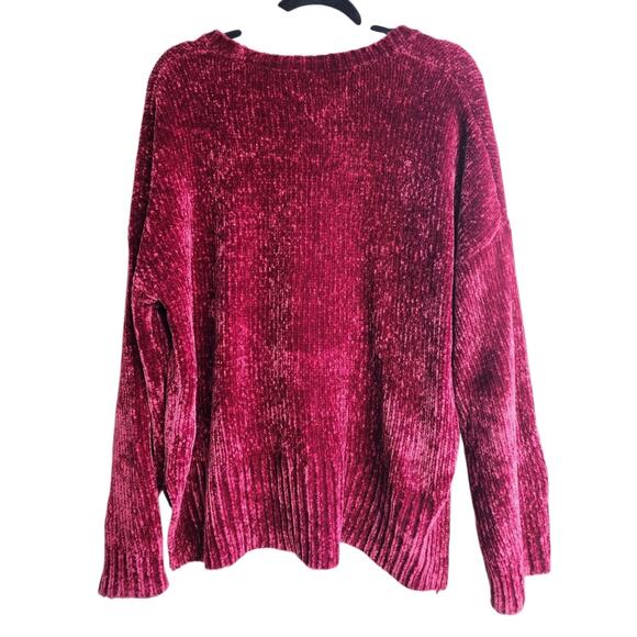 Red Chenille Boxy Chunky Knit Sweater Sz XL Calvin Klein VTG Holiday Christmas - Picture 2 of 12